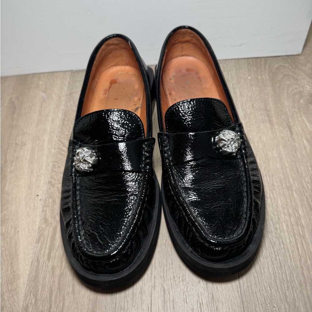 Ganni Black Leather Loafers